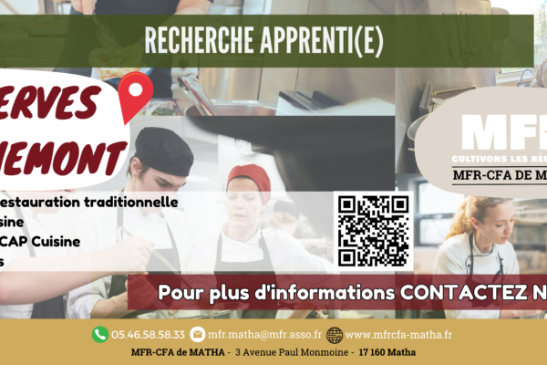 Offre apprenti(e) CAP Cuisine à Cherves Richemont